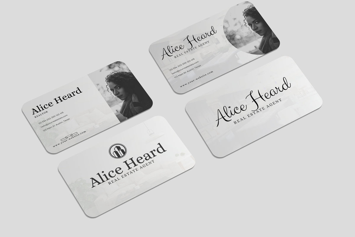 Business Card Canva Template, 2x Two-Sided Cards, Real Estate Business Cards