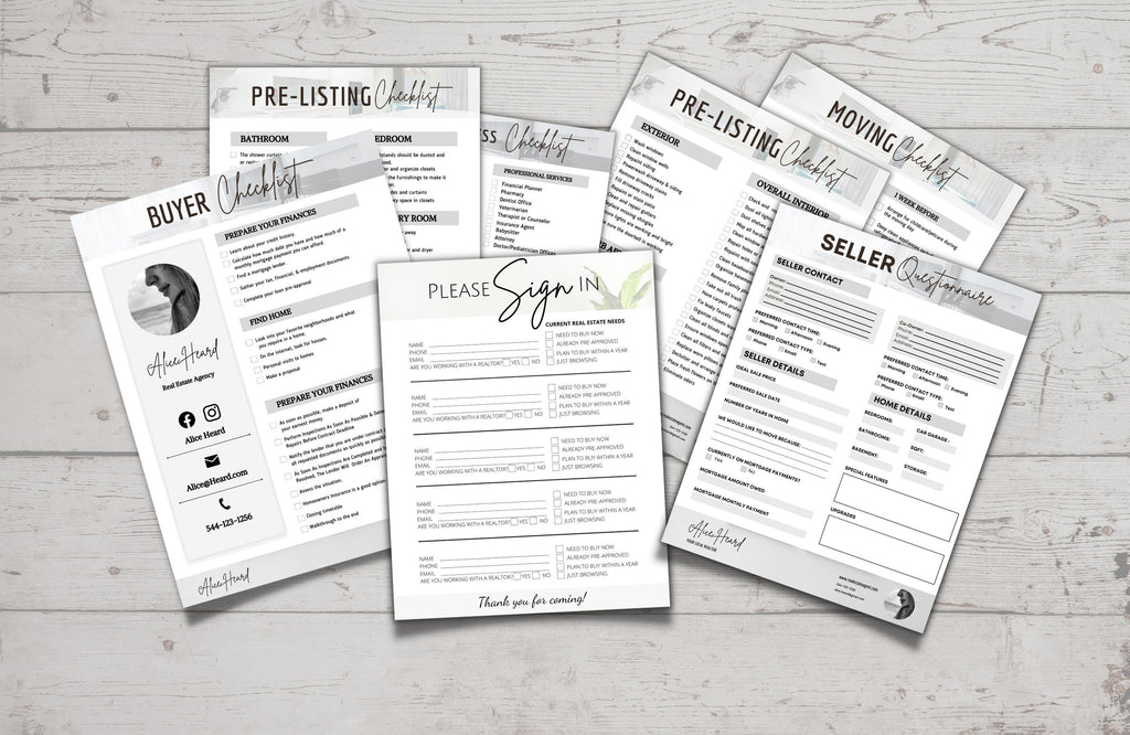 Real Estate Checklist Bundle, Realtor Marketing Templates, Showing Checklist, Buying Checklist, Moving Checklist, Closing Day Checklist