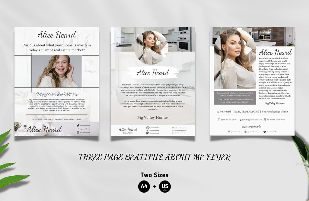 Real Estate Flyer Templates | Flyer Bundle | Realtor Flyer Templates | A4 and US Letter | Two Sizes | Canva | Full editable