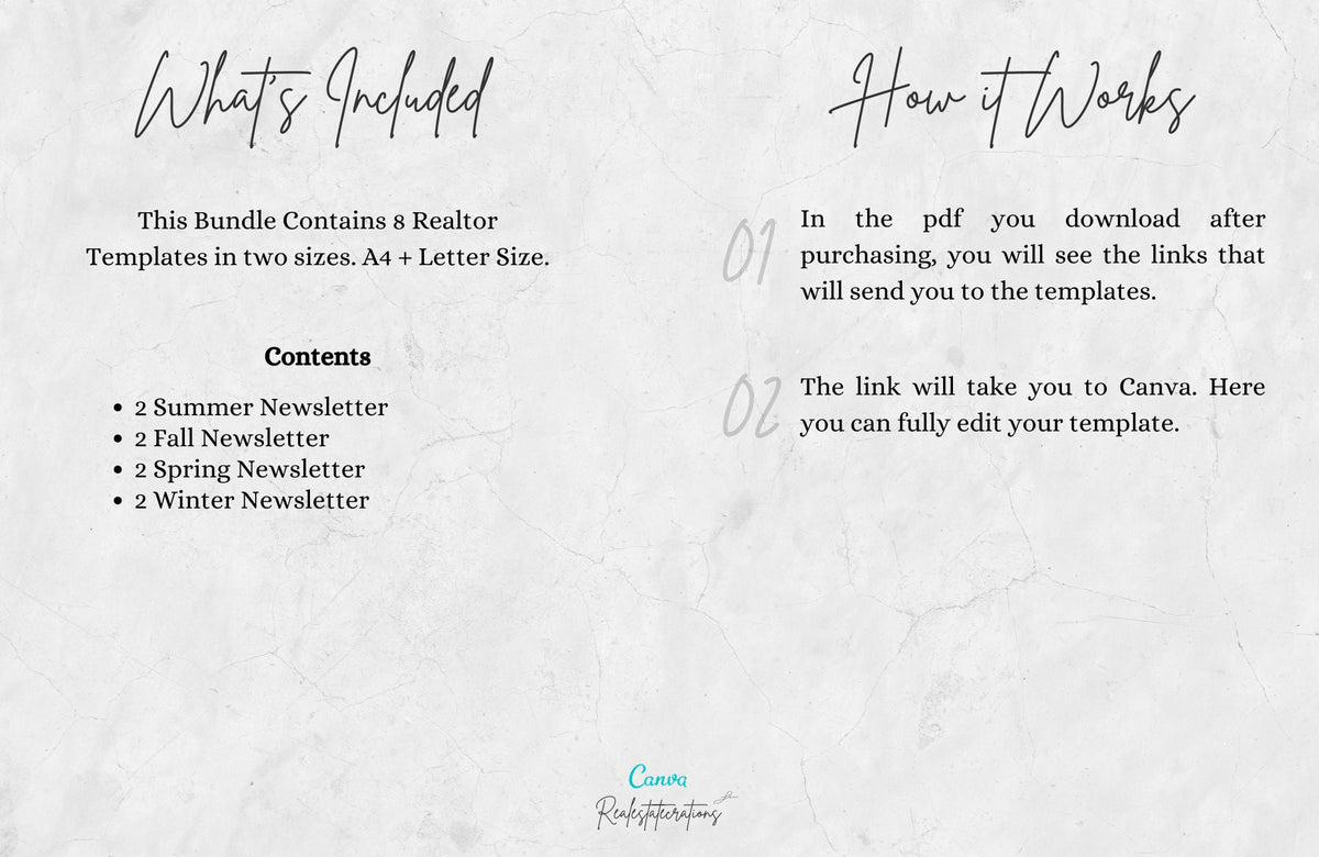 Real Estate Newsletter Bundle, Summer, Winter, Fall, Spring | Real estate marketing, Realtor newsletter, Realtor Marketing. Canva Editable
