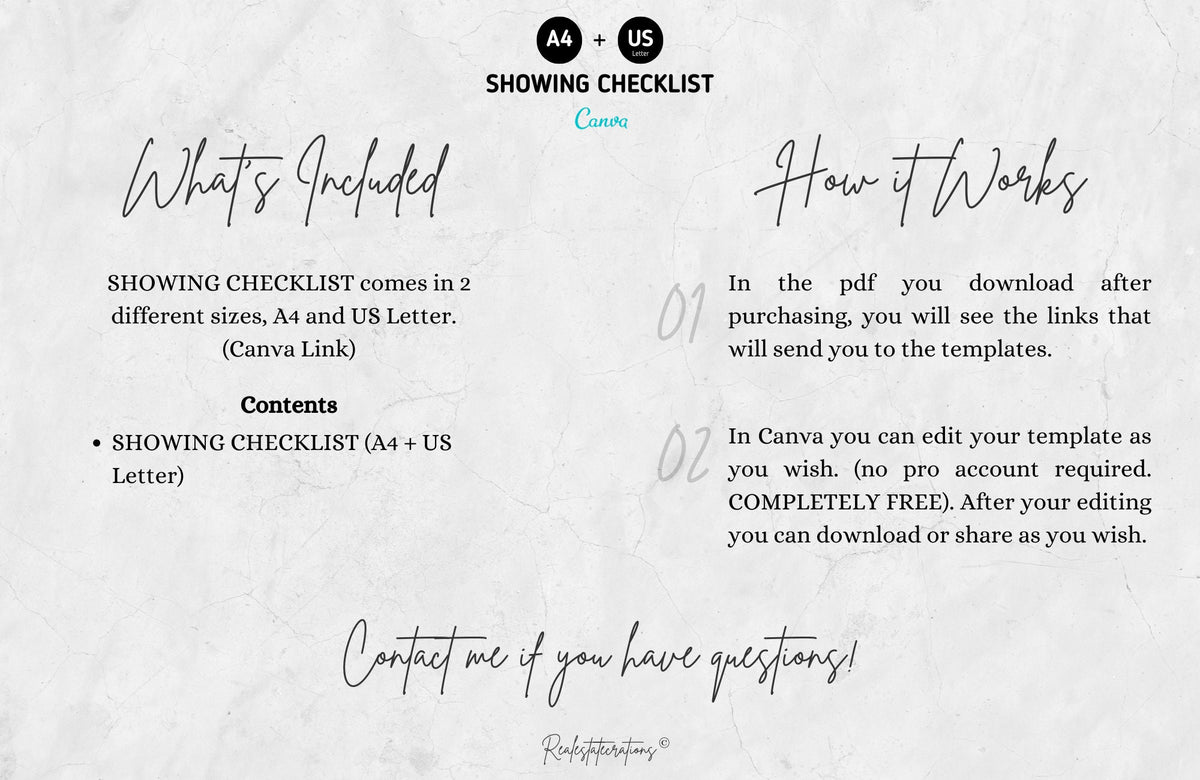 Real Estate Home Showing Checklist, Real Estate Marketing, Printable Seller Checklist, Real Estate Listing Presentation, Editable, Instant