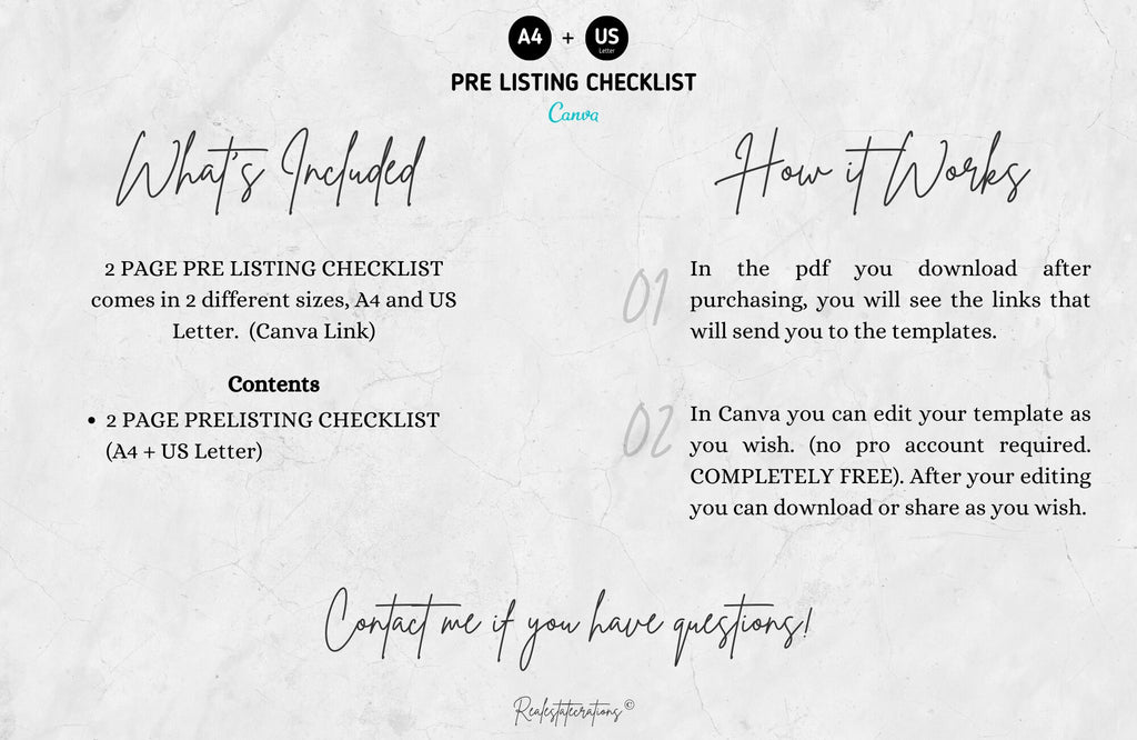 Real Estate Pre-Listing Checklist | Home Selling Guide | Real Estate Templates | Realtor Marketing | Canva Free | Fully Editable.