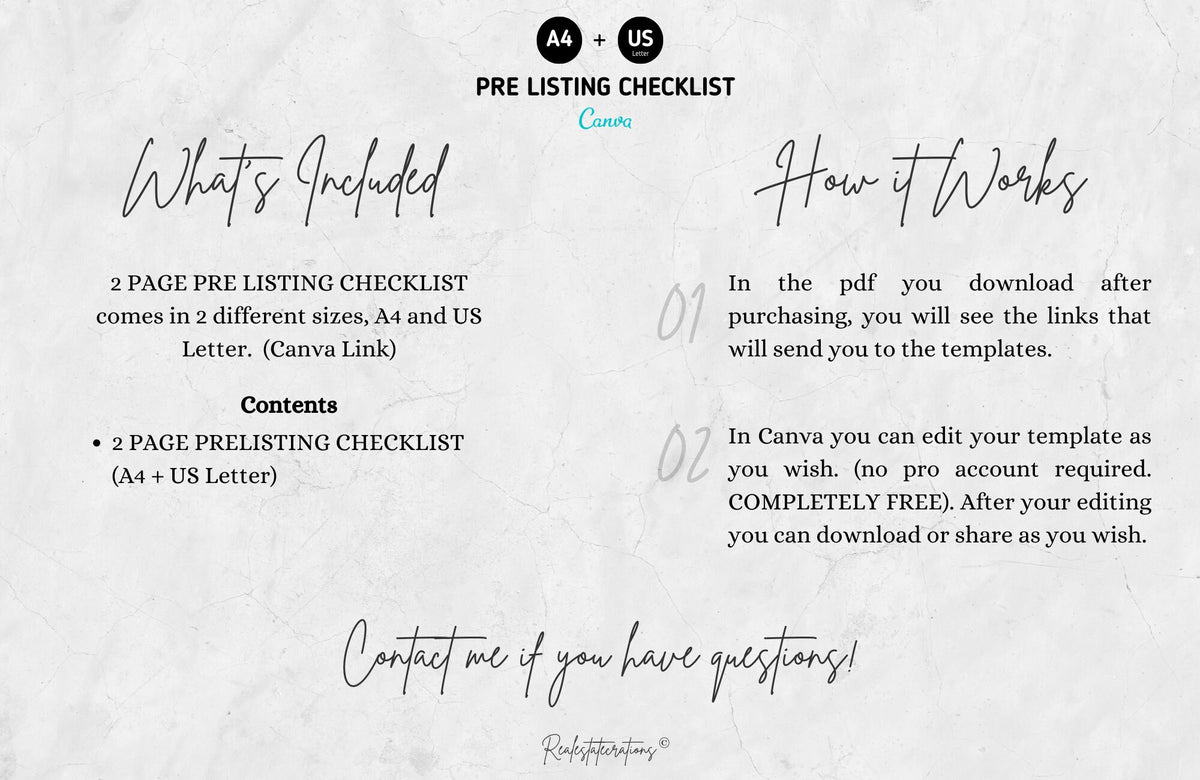 Real Estate Pre-Listing Checklist | Home Selling Guide | Real Estate Templates | Realtor Marketing | Canva Free | Fully Editable.