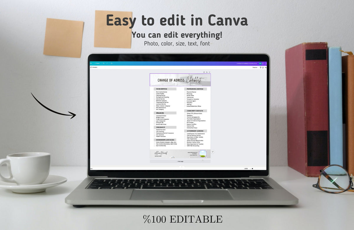 Change of Address Checklist, Real Estate Marketing, Real Estate Flyer, Closing Checklist, Real Estate Checklist, Moving Checklist, Canva
