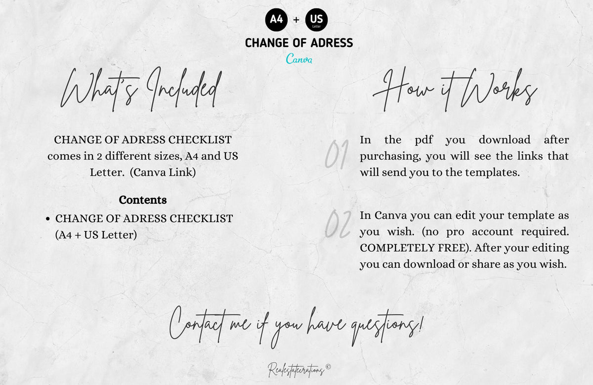 Change of Address Checklist, Real Estate Marketing, Real Estate Flyer, Closing Checklist, Real Estate Checklist, Moving Checklist, Canva