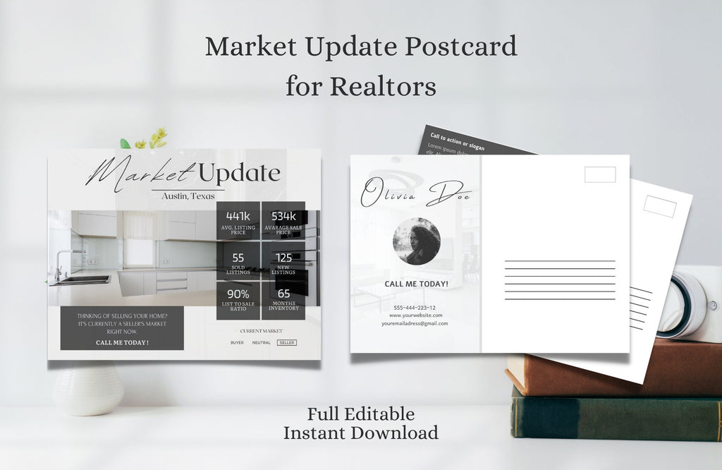 Market Update Postcard, Real Estate Postcard Template, Realtor Postcards, Real Estate Farming, Real Estate Marketing, Neighborhood Farming.