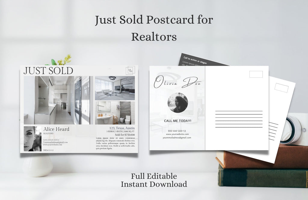 Real Estate Just Sold Postcard, Real Estate Marketing, Editable Canva Template, Farming Postcards, Realtor Farming, Realtor Postcard