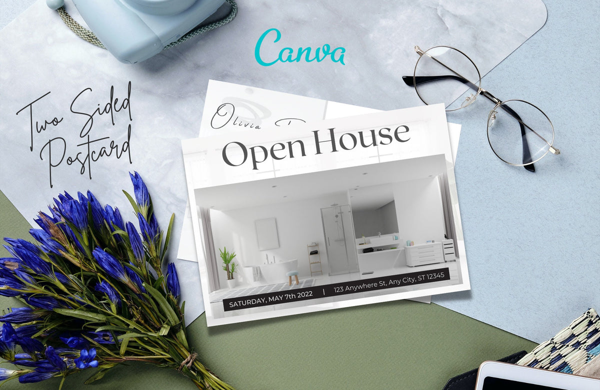Real Estate Open House Postcard, Real Estate Marketing, Editable Canva Template, Farming Postcards, Realtor Farming, Realtor Postcard