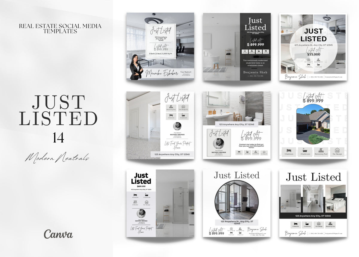 14 Just Listed Social Media Posts | Listing Updates | Just Listed Instagram Posts | Real Estate Marketing | Instagram | Facebook Posts |