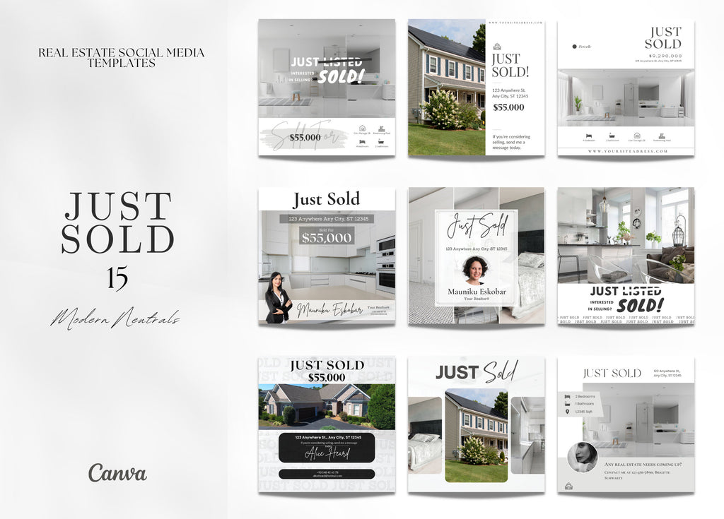 15 Just Sold Social Media Posts | Listing Updates | Just Sold Instagram Posts | Real Estate Marketing | Instagram | Facebook Posts |