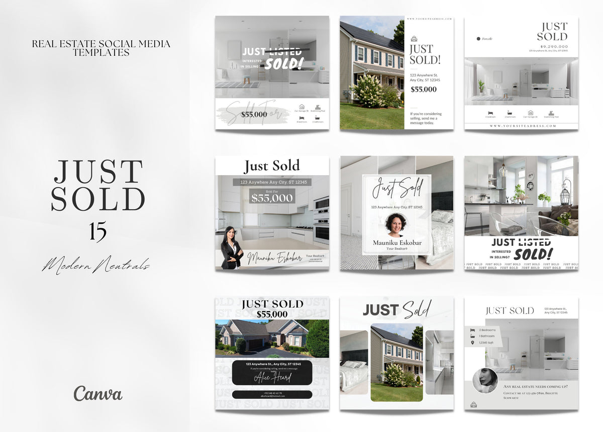 15 Just Sold Social Media Posts | Listing Updates | Just Sold Instagram Posts | Real Estate Marketing | Instagram | Facebook Posts |
