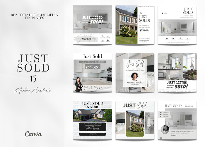 15 Just Sold Social Media Posts | Listing Updates | Just Sold Instagram Posts | Real Estate Marketing | Instagram | Facebook Posts |