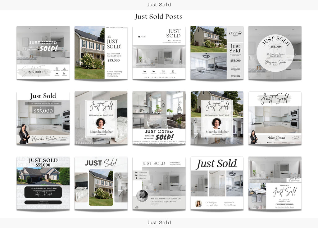 15 Just Sold Social Media Posts | Listing Updates | Just Sold Instagram Posts | Real Estate Marketing | Instagram | Facebook Posts |