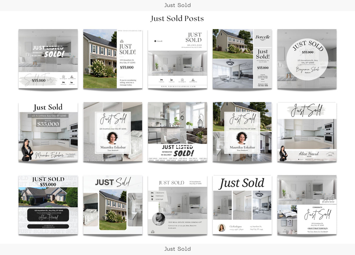 15 Just Sold Social Media Posts | Listing Updates | Just Sold Instagram Posts | Real Estate Marketing | Instagram | Facebook Posts |