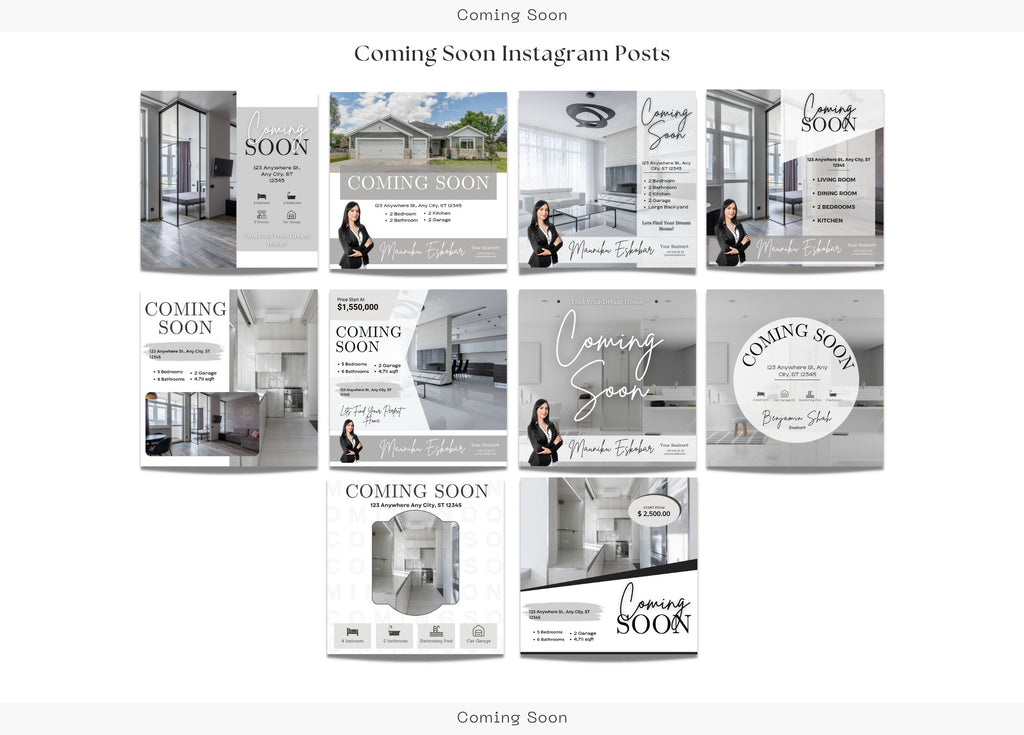 10 Coming Soon Social Media Posts | Listing Updates | Coming Soon Instagram Posts | Real Estate Marketing | Instagram | Facebook Posts |