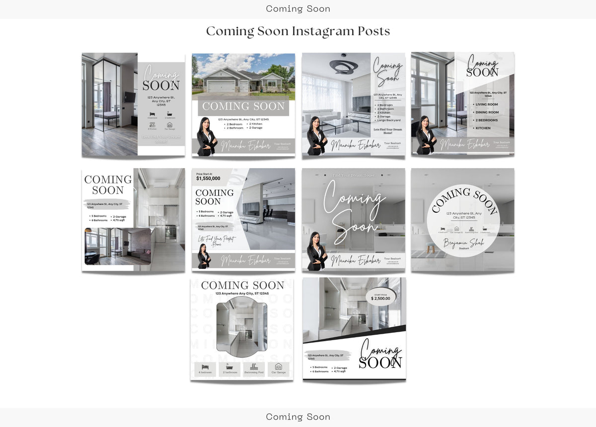10 Coming Soon Social Media Posts | Listing Updates | Coming Soon Instagram Posts | Real Estate Marketing | Instagram | Facebook Posts |