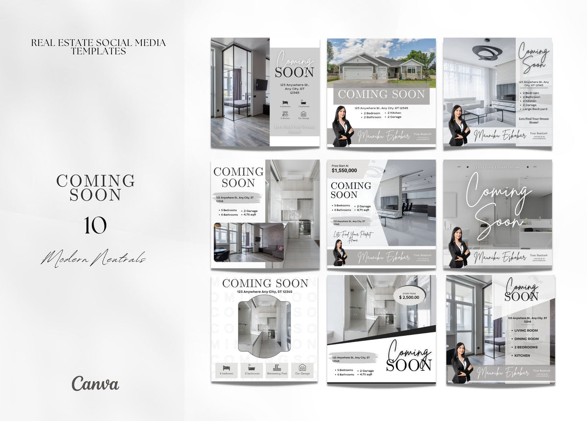 10 Coming Soon Social Media Posts | Listing Updates | Coming Soon Instagram Posts | Real Estate Marketing | Instagram | Facebook Posts |