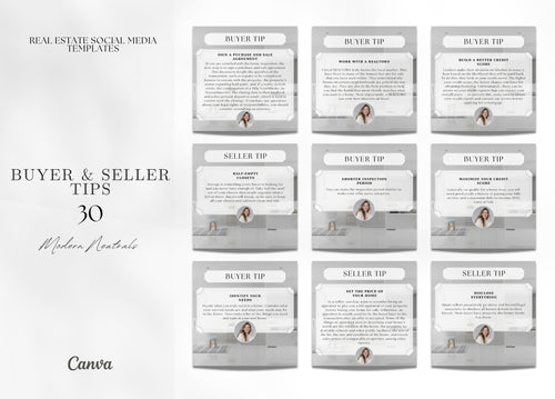 30 Buyer & Seller Tips Social Media Posts | Buyer and Seller Tips Instagram Posts | Real Estate Marketing | Facebook Posts
