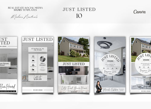10 Just Listed Story Templates | Listing Updates | Just Listed Instagram Stories | Real Estate Marketing | Instagram Templates
