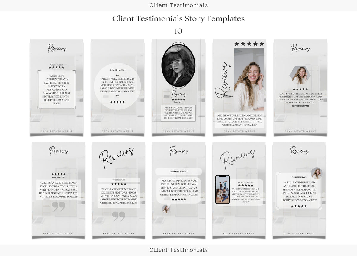 Client Testimonial Stories | Review Stories | Real Estate Client Testimonial Instagram Stories| Real Estate Marketing | Realtor Marketing