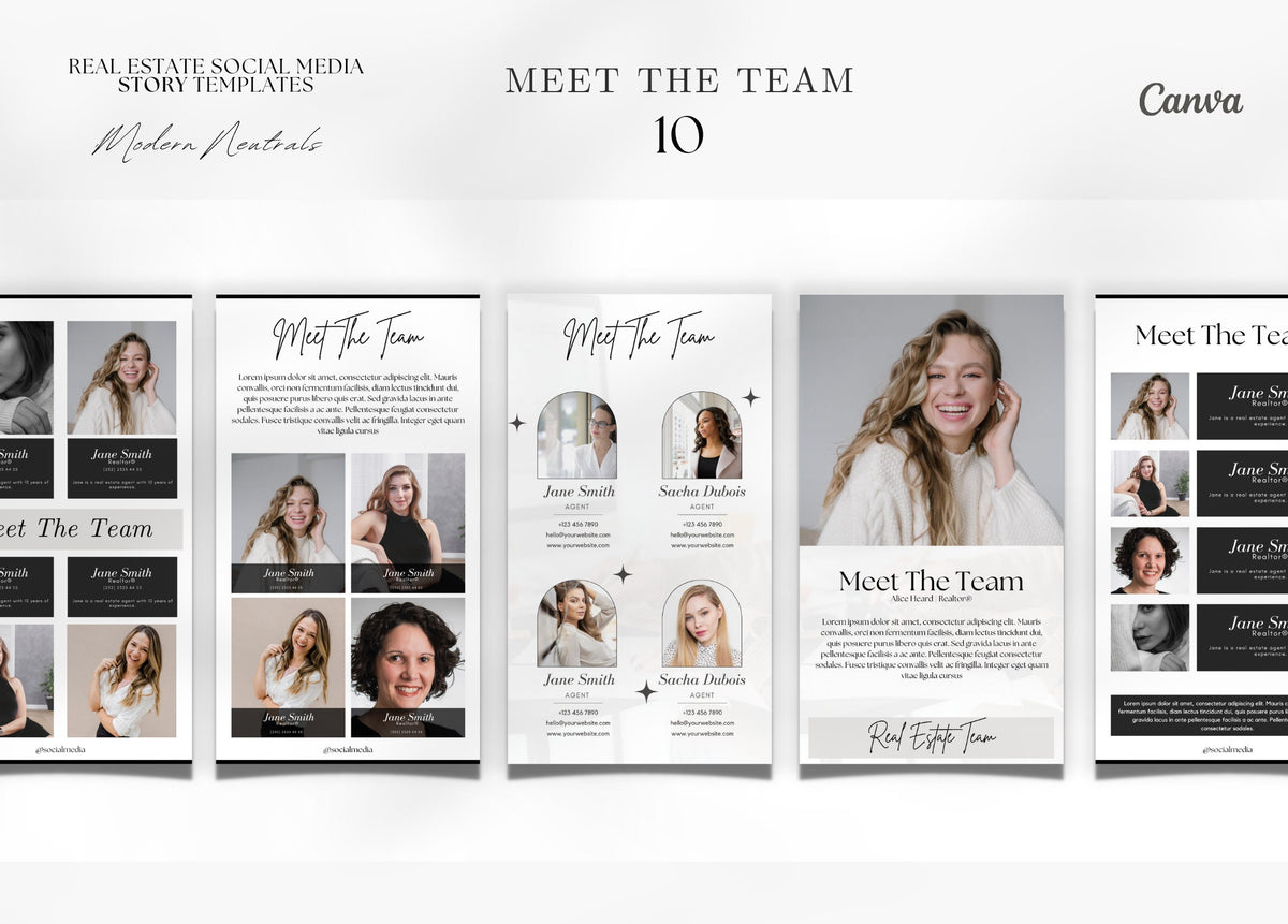 Meet The Team Story Template | Meet The Team Stories | Meet The Team Instagram Stories| Real Estate Marketing | Realtor Marketing | Canva