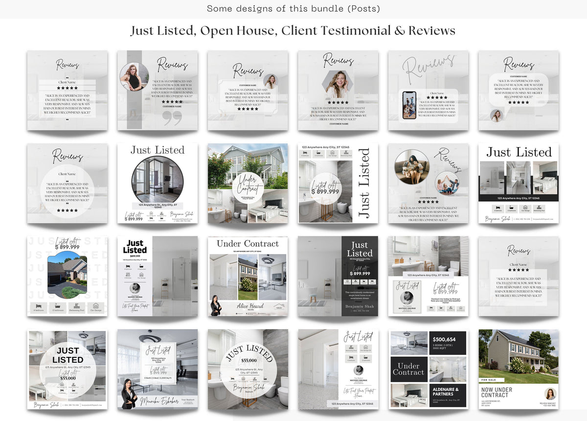 Real Estate Social Media Templates | Real Estate Instagram Posts | Real Estate Instagram Stories | Realtor Social Media | Realtor Bundle