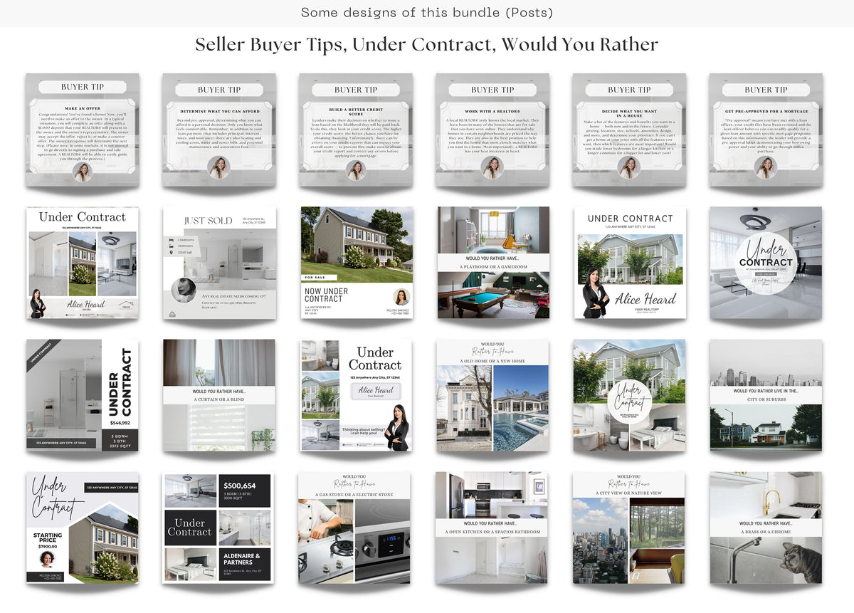 Real Estate Social Media Templates | Real Estate Instagram Posts | Real Estate Instagram Stories | Realtor Social Media | Realtor Bundle