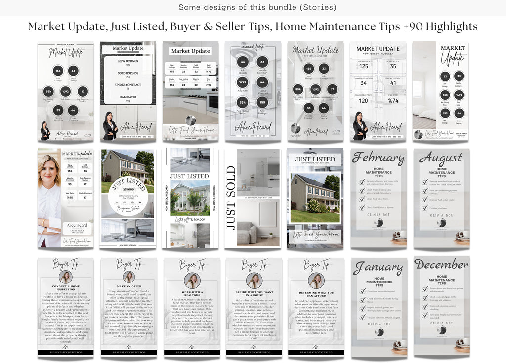 Real Estate Social Media Templates | Real Estate Instagram Posts | Real Estate Instagram Stories | Realtor Social Media | Realtor Bundle