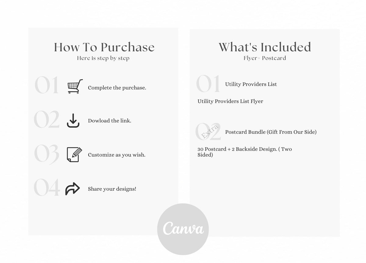 Utility Providers List Flyer, Real Estate Marketing, Real Estate Utility Information Sheet, New Client Welcome Packet, Closing Flyer