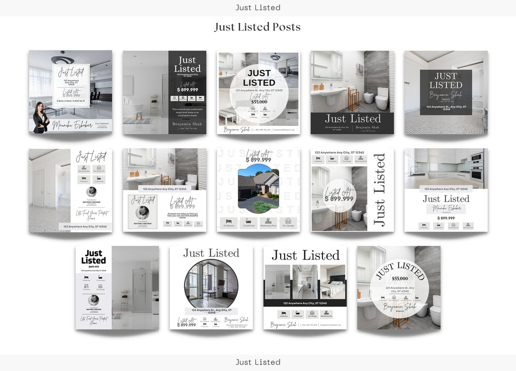 14 Just Listed Social Media Posts | Listing Updates | Just Listed Instagram Posts | Real Estate Marketing | Instagram | Facebook Posts |