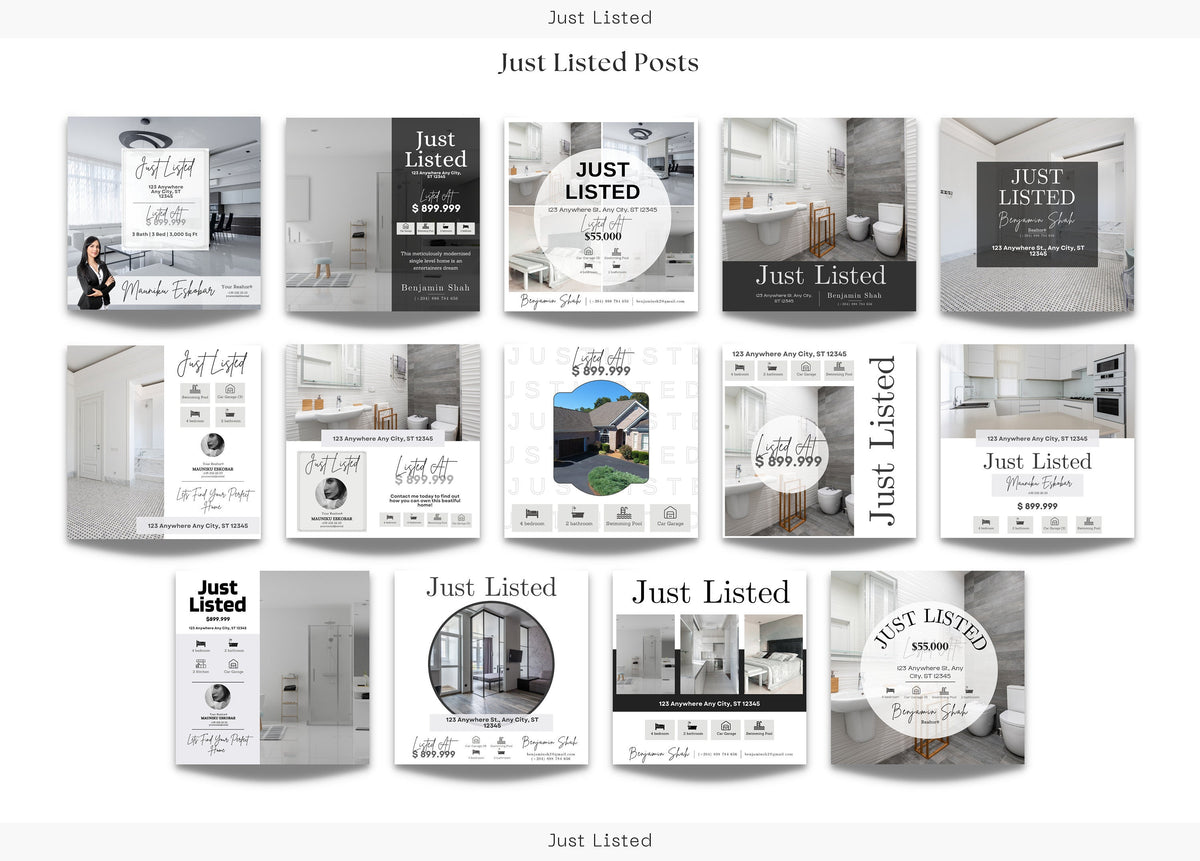 14 Just Listed Social Media Posts | Listing Updates | Just Listed Instagram Posts | Real Estate Marketing | Instagram | Facebook Posts |