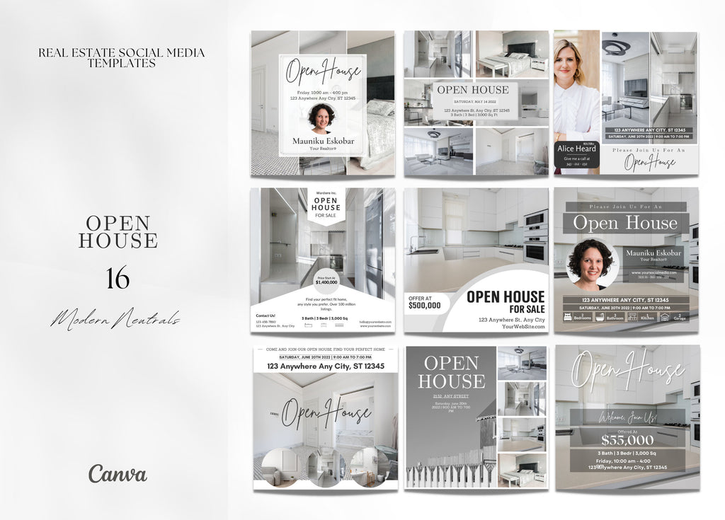 16 Open House Social Media Posts | Listing Updates | Open House Instagram Posts | Real Estate Marketing | Instagram | Facebook Posts |