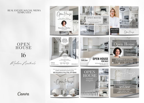 16 Open House Social Media Posts | Listing Updates | Open House Instagram Posts | Real Estate Marketing | Instagram | Facebook Posts |