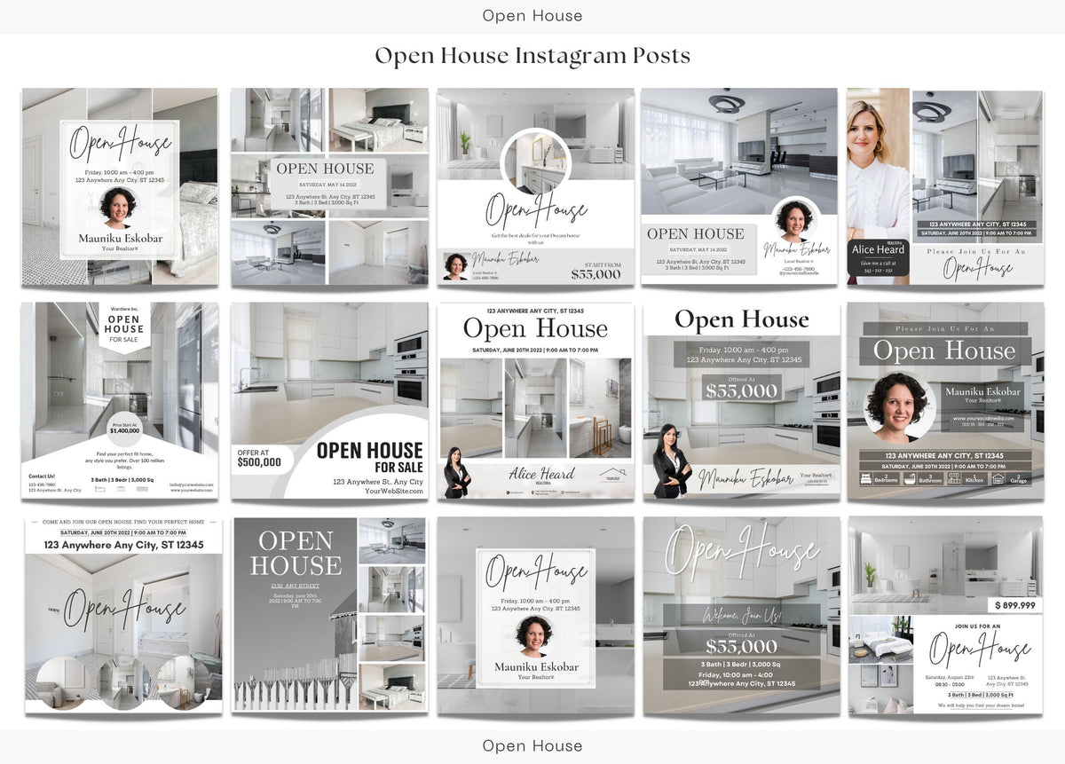 16 Open House Social Media Posts | Listing Updates | Open House Instagram Posts | Real Estate Marketing | Instagram | Facebook Posts |