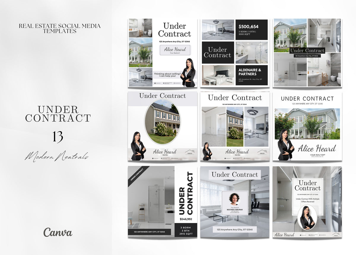 13 Under Contract Social Media Posts | Listing Updates | Under Contract Instagram Posts | Real Estate Marketing | Instagram | Facebook Posts