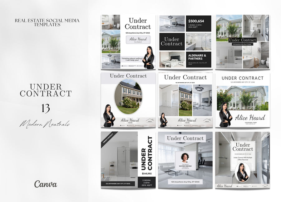 13 Under Contract Social Media Posts | Listing Updates | Under Contract Instagram Posts | Real Estate Marketing | Instagram | Facebook Posts