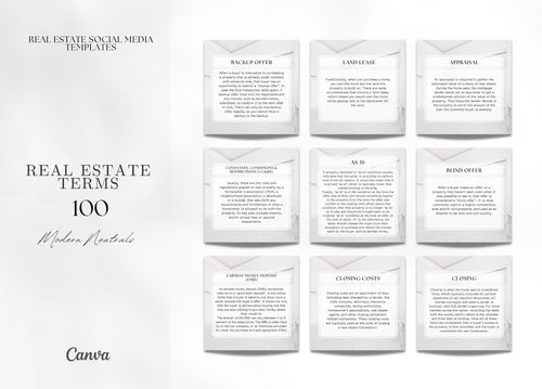 100 Real Estate Terms Social Media Posts | Real Estate Terms Instagram Posts | Real Estate Marketing | Instagram | Facebook Posts |
