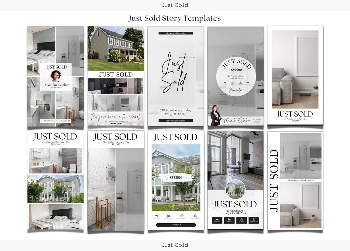 10 Just Sold Stories | Listing Updates | Just Sold Instagram Stories| Real Estate Marketing | Instagram | Realtor Templates | Canva