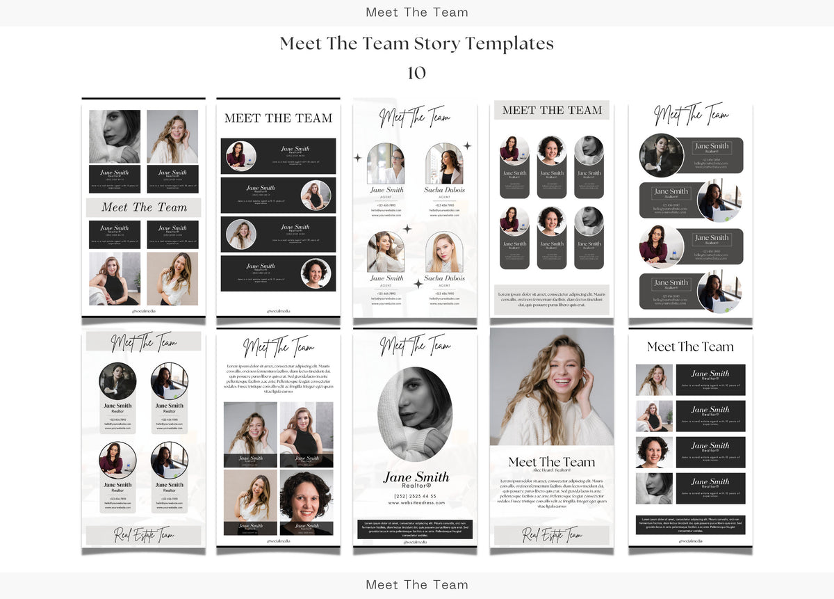Meet The Team Story Template | Meet The Team Stories | Meet The Team Instagram Stories| Real Estate Marketing | Realtor Marketing | Canva
