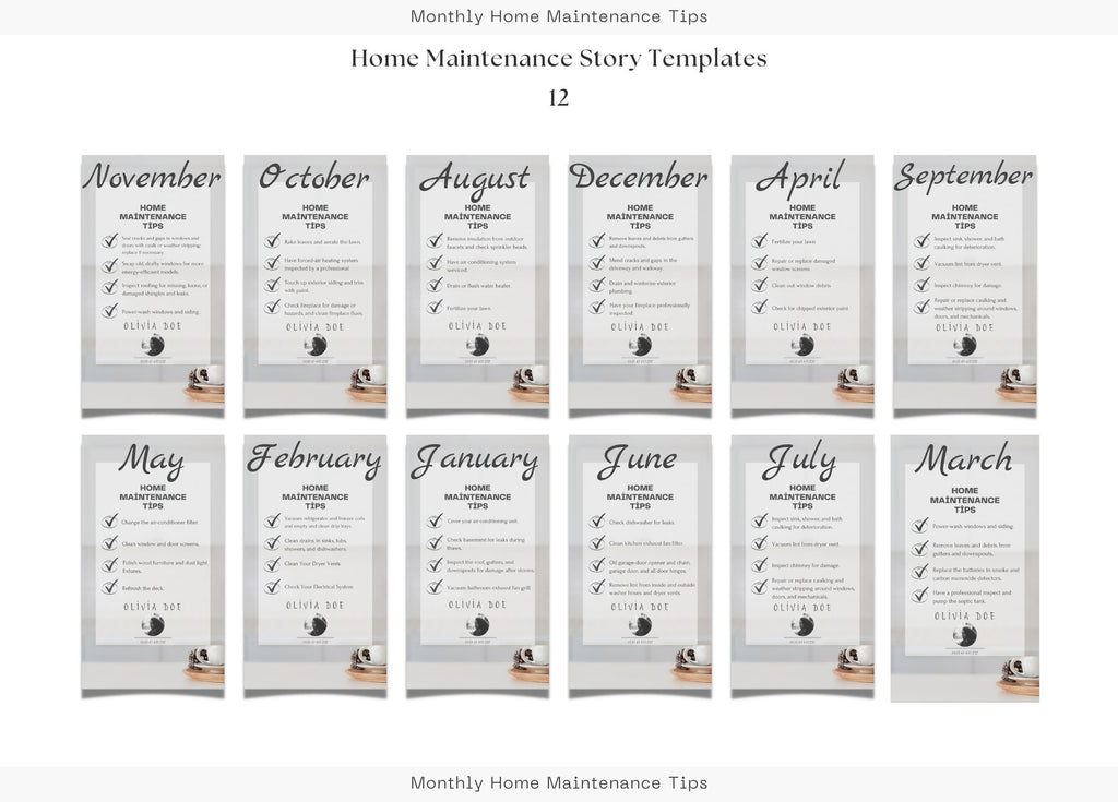 Home Maintenance Tips | Home Maintenance Stories | Home Maintenance Instagram Stories| Real Estate Marketing | Realtor Marketing | Canva