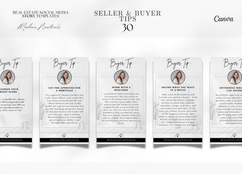 Buyer & Seller Tips Instagram Story Templates | Real Estate Marketing | Realtor Marketing | Realtor Social Media Templates | Canva Templates