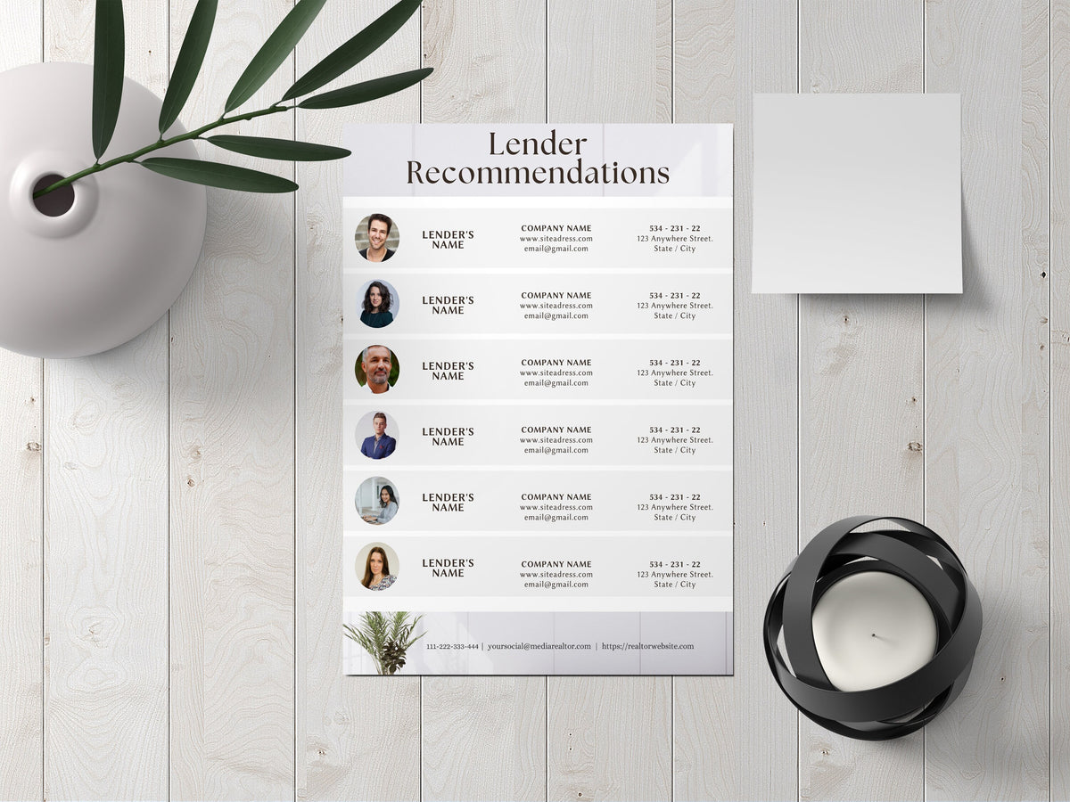 Trusted Lenders Template | Mortgage Lender Recommendations List | Lender Recommendations | Real Estate Home Financing | Loan Officer | Canva