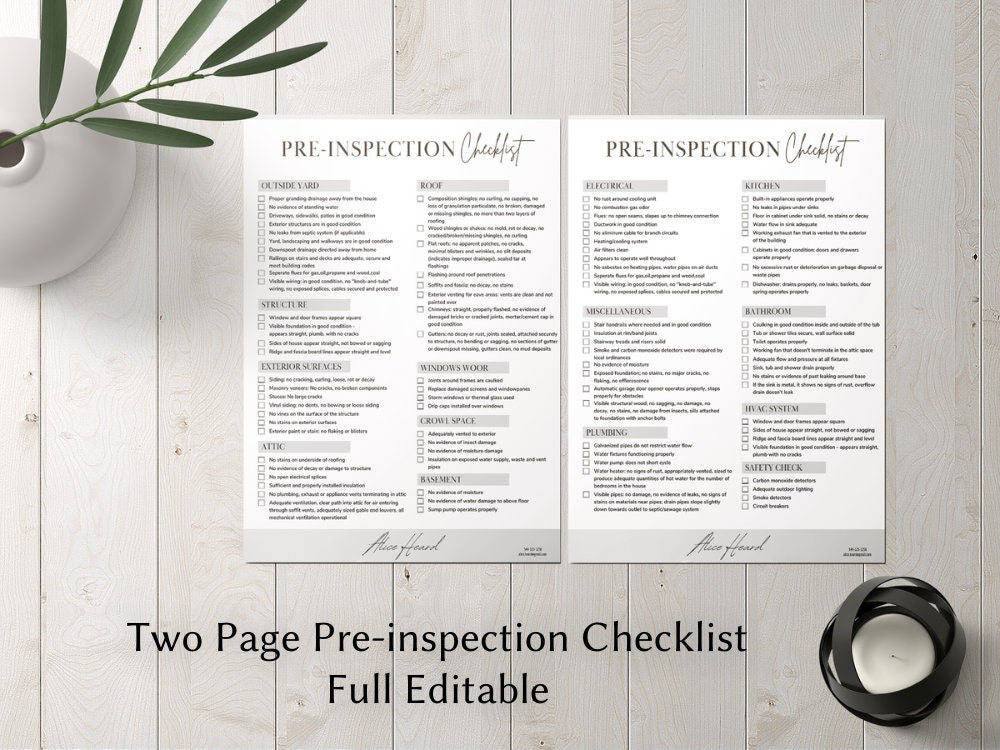 Pre-Inspection Checklist, Home Seller Checklist, Seller Packet, Inspection, Realtor Templates, Realtor Leads, Real Estate Inspection, Canva