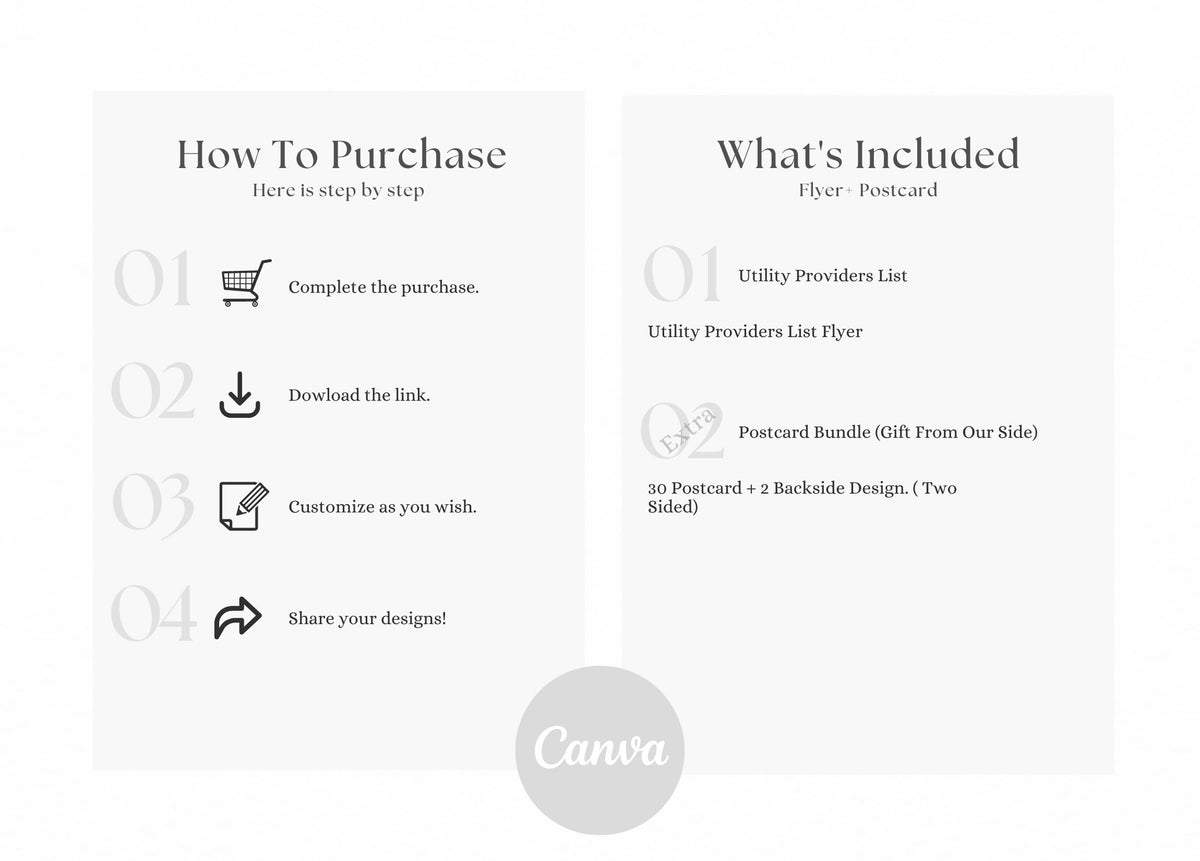 Utility Providers List Flyer, Real Estate Marketing, Real Estate Utility Information Sheet, New Client Welcome Packet, Closing Flyer