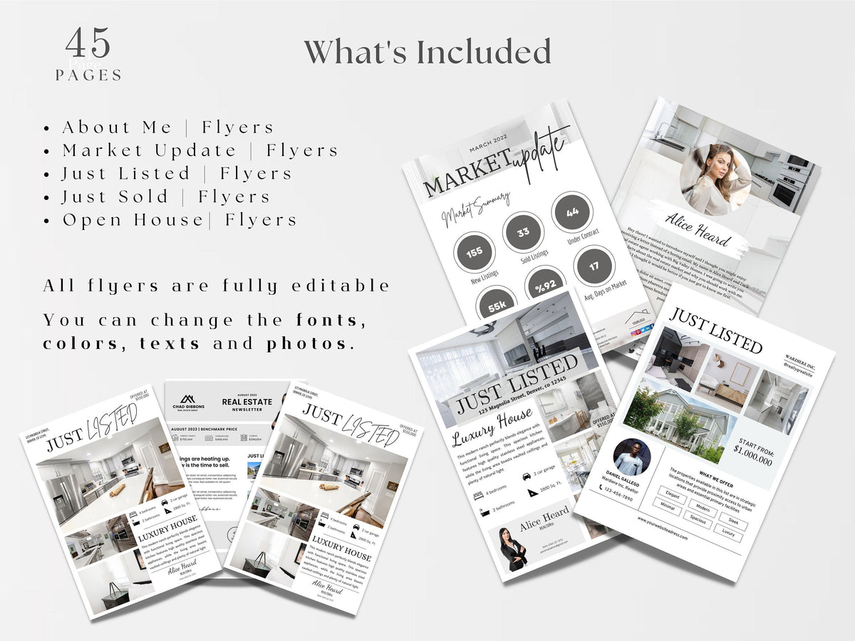 Real Estate Flyers Bundle | Realtor Flyer Templates | Real Estate Marketing Flyers | Just Listed Flyer | New Agent Flyer | Canva Realtor