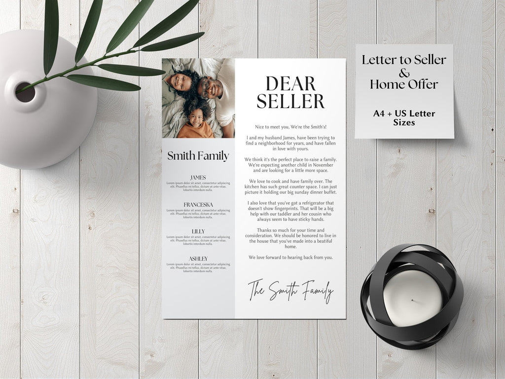 Letter to Seller Template, Home Offer Letter, Home Buyer Letter Template Canva, Letter template to house seller, Editable Template CANVA