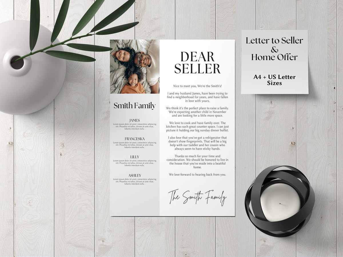 Letter to Seller Template, Home Offer Letter, Home Buyer Letter Template Canva, Letter template to house seller, Editable Template CANVA