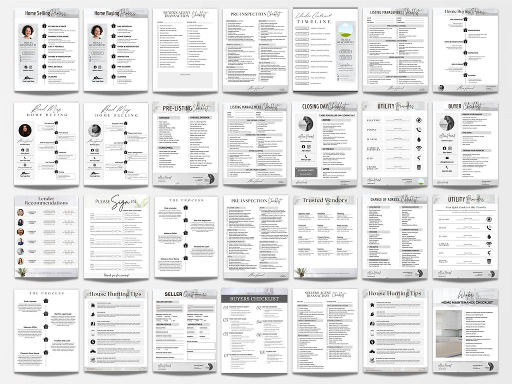 Real Estate Checklist | Realtor Checklist | Closing Day Checklist | Canva Realtor | Real Estate Template | Realtor Guide |Home Selling Guide