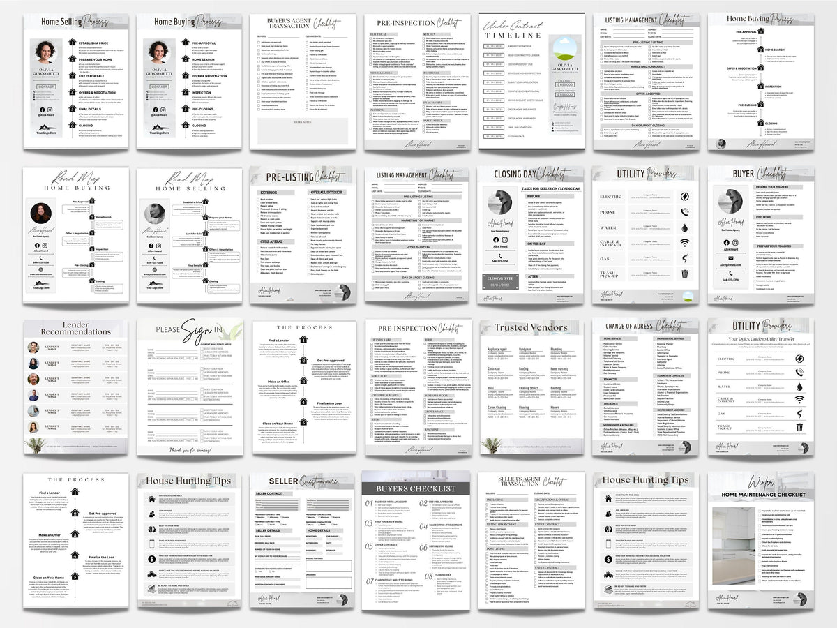 Real Estate Checklist | Realtor Checklist | Closing Day Checklist | Canva Realtor | Real Estate Template | Realtor Guide |Home Selling Guide