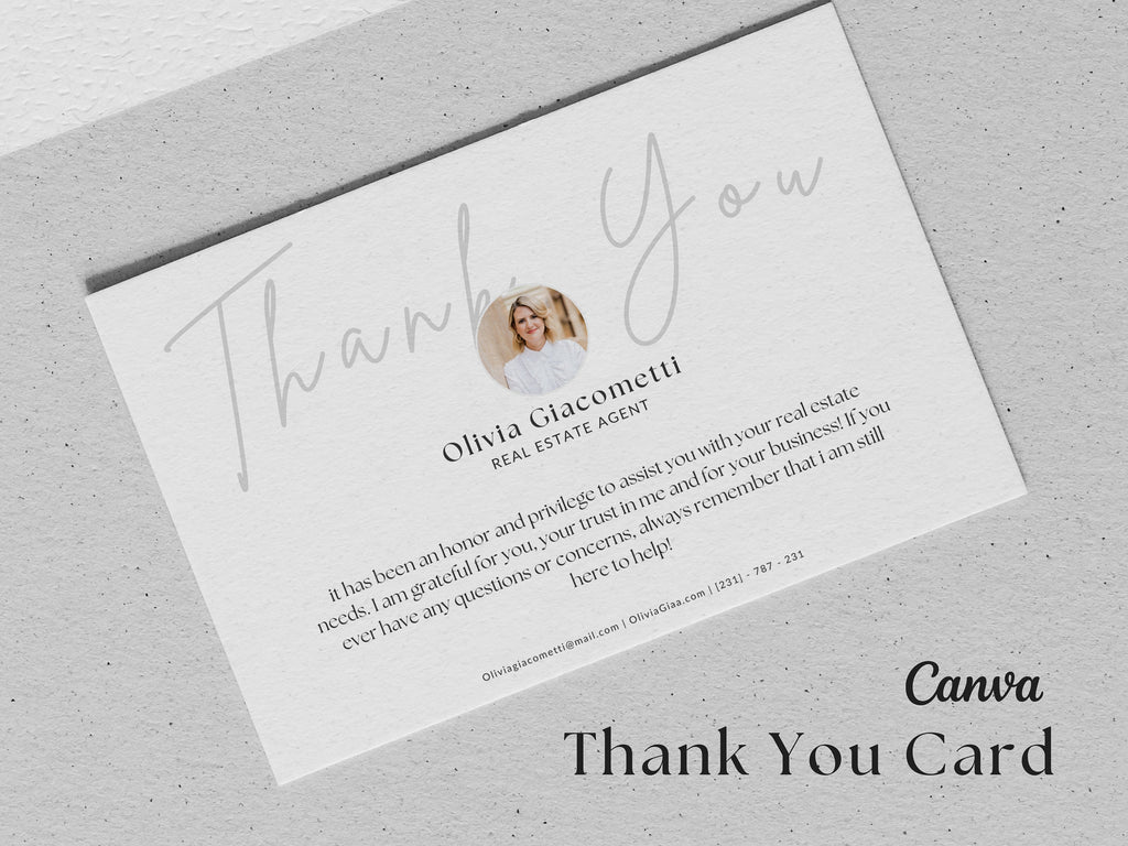 Real Estate Thank you Card, modern thank you postcard, realtor marketing, agent thank you card, canva templates